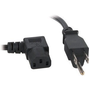 AC Power Cord Right Angle NEMA 5-15P to IEC-60320-C13 18 AWG 3C 10A SVT 120V Black 3 ft.